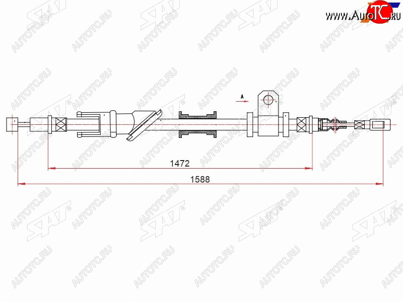 1 169 р. Трос ручного тормоза RH SAT  Mitsubishi Carisma - Lancer ( 8,  9)  с доставкой в г. Екатеринбург