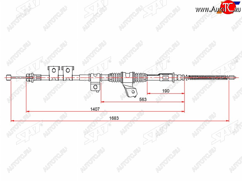 2 399 р. Трос ручного тормоза LH SAT Mitsubishi Pajero 3 V70 дорестайлинг (1999-2003)  с доставкой в г. Екатеринбург