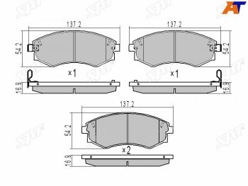 1 179 р. Колодки тормозные передние FR-FL SAT   Hyundai Elantra ( XD,  XD2) (2000-2010), Hyundai Sonata ( Y3,  EF) (1993-2001), Nissan Murano  1 Z50 (2002-2009), SSANGYONG Rexton ( Y200,  Y250,  Y290,  Y400) (2001-2023)  с доставкой в г. Екатеринбург. Увеличить фотографию 2