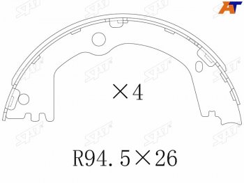 1 869 р. Колодки барабанные задние RH-LH SAT Hyundai Santa Fe TM дорестайлинг (2018-2021)  с доставкой в г. Екатеринбург. Увеличить фотографию 3