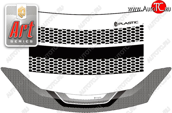 2 159 р. Дефлектор капота CA-Plastic  Toyota Ractis (2010-2016) (серия ART белая)  с доставкой в г. Екатеринбург