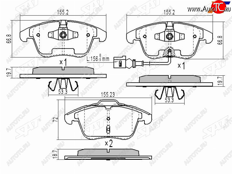 1 589 р. Колодки тормозные перед FL-FR SAT  Volkswagen Polo  Mk6 - Tiguan  NF  с доставкой в г. Екатеринбург