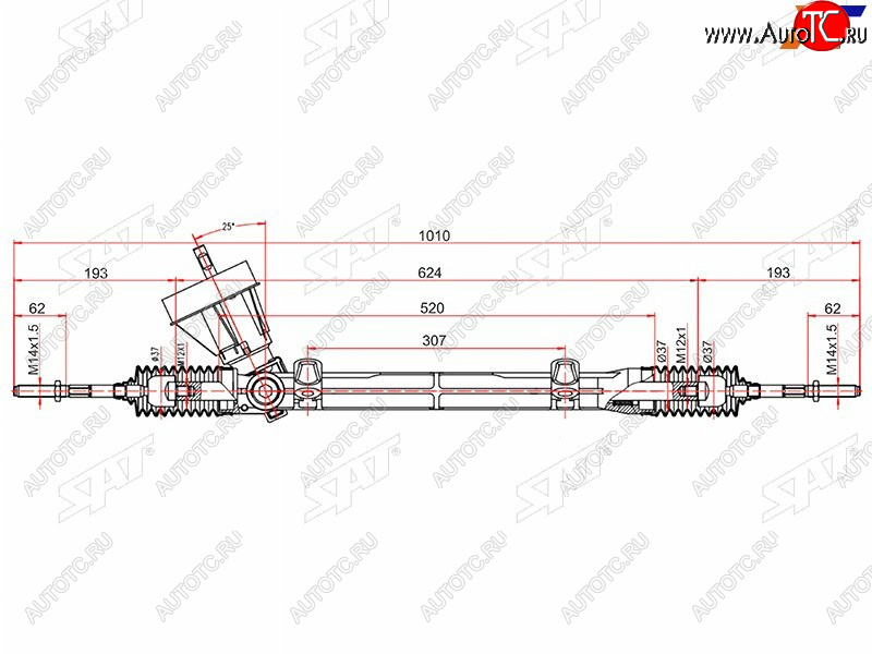 6 799 р. Рейка рулевая без ГУ LHD SAT Renault Logan 2 рестайлинг (2018-2024)  с доставкой в г. Екатеринбург