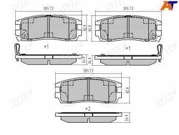 959 р. Колодки тормозные задние LH-RH SAT Great Wall Hover H3  дорестайлинг (2010-2014)  с доставкой в г. Екатеринбург. Увеличить фотографию 1