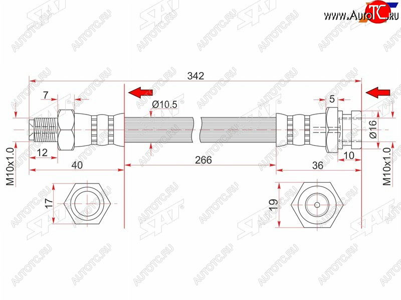 849 р. Шланг тормозной передний (Таиланд) RH SAT Mitsubishi Fuso Canter (2000-2007)  с доставкой в г. Екатеринбург