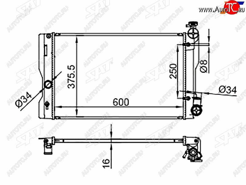 7 799 р. Радиатор SAT  Toyota Corolla  E150 - Wish  XE20 (применимо для Daihatsu Altis 06-10)  с доставкой в г. Екатеринбург