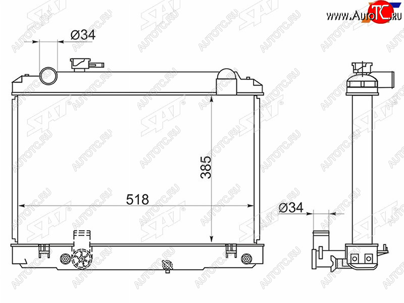 10 999 р. Радиатор SAT  Toyota Town Ace  3 (1996-2008) (применимо для Тoyota Dyna 95-99)  с доставкой в г. Екатеринбург