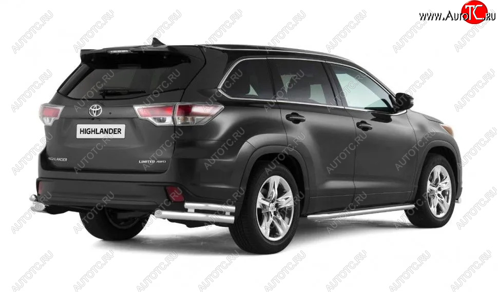 24 999 р. Защита заднего бампера (двойная, уголки d63/51 мм) Toyota Highlander XU50 рестайлинг (2016-2020)  с доставкой в г. Екатеринбург