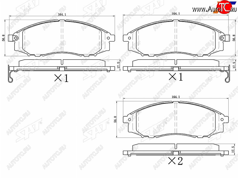 1 329 р. Колодки тормозные перед FR-FL SAT  Nissan Navara (1 D22,  2 D40,  3 D23), NP300, Pathfinder (R50,  R51)  с доставкой в г. Екатеринбург