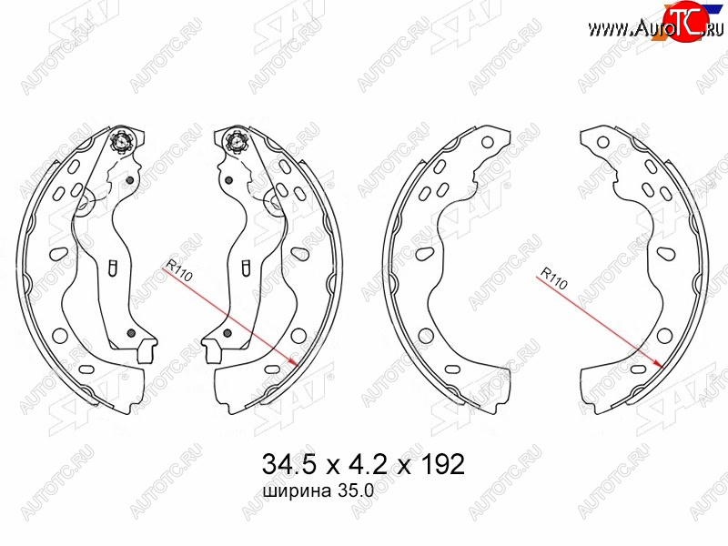 1 699 р. Колодки тормозные барабанные задние RH-LH SAT  Fiat Sedici (2005-2014), Suzuki SX4  GYC21S (2006-2012)  с доставкой в г. Екатеринбург