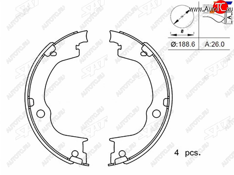 1 599 р. Колодки тормозные барабанные задние RH-LH SAT  Chevrolet Captiva ( CN202S) (2006-2024), Opel Antara (2006-2015)  с доставкой в г. Екатеринбург