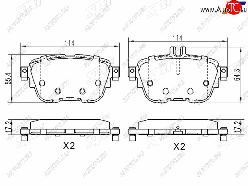 1 499 р. Колодки тормозные задние RH-LH SAT  Mercedes-Benz E-Class  S213 (2016-2024) универсал дорестайлинг, универсал рестайлинг  с доставкой в г. Екатеринбург