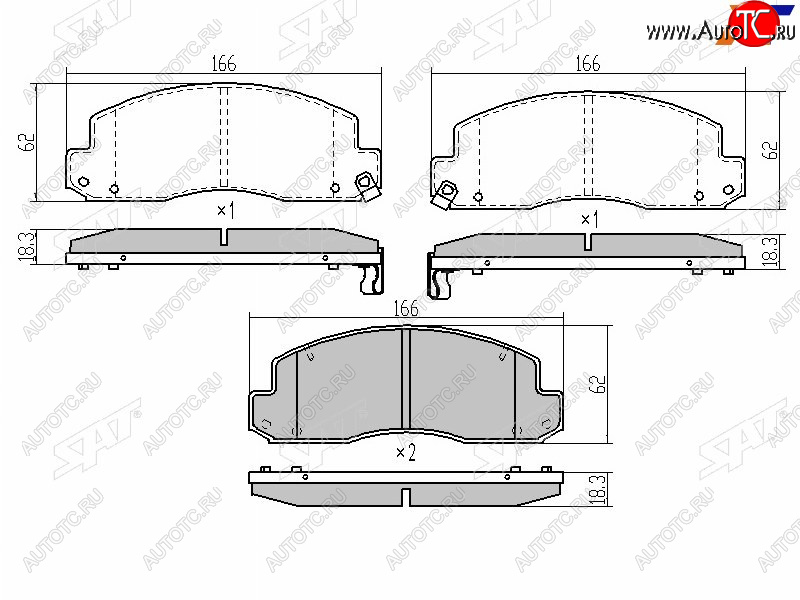 1 599 р. Колодки тормозные перед FL-FR SAT  Toyota Dyna  XZU (2002-2006) бортовой грузовик рестайлинг  с доставкой в г. Екатеринбург