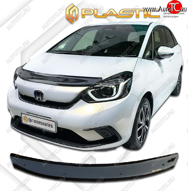 1 679 р. Дефлектор капота CA-Plastic  Honda Fit  4 GR (2019-2022) дорестайлинг (classic черный, без надписи)  с доставкой в г. Екатеринбург