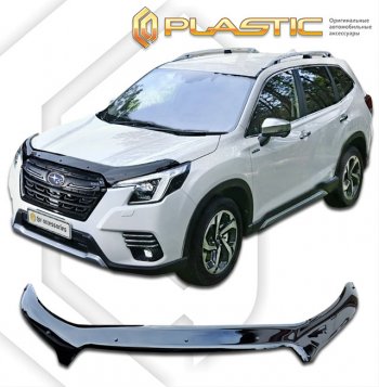 2 079 р. Дефлектор капота CA-Plastic Subaru Forester SK/S14 рестайлинг (2021-2022) (classic черный, без надписи)  с доставкой в г. Екатеринбург. Увеличить фотографию 1