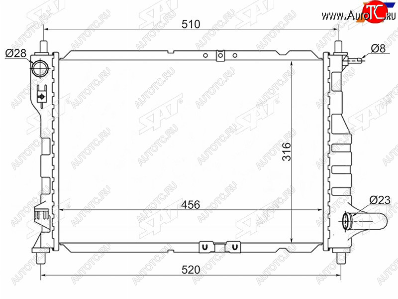 2 699 р. Радиатор SAT Chevrolet Spark M200,250 (2005-2010)  с доставкой в г. Екатеринбург
