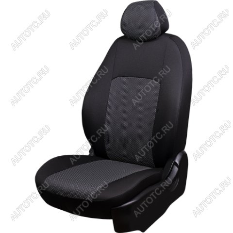 5 899 р. Комплект чехлов для сидений (ЦЗС 3Г Жаккард) Дублин Lord Autofashion Nissan Almera G15 седан (2012-2019) (черный, вставка Сеул серая)  с доставкой в г. Екатеринбург