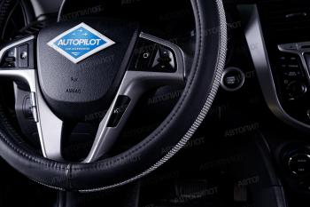 899 р. Оплетки на руль (37-39см BLW-025 кож/зам) Автопилот Datsun on-DO седан дорестайлинг (2014-2019) (черный)  с доставкой в г. Екатеринбург. Увеличить фотографию 3