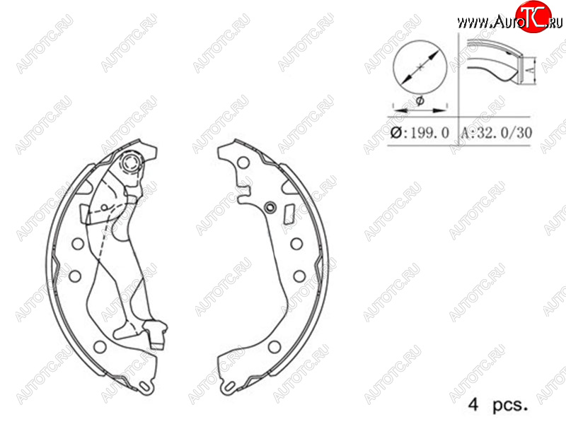 1 399 р. Колодки тормозные барабанные задние RH-LH SAT  Toyota Corolla Axio  (E160) седан - Vitz  XP130  с доставкой в г. Екатеринбург