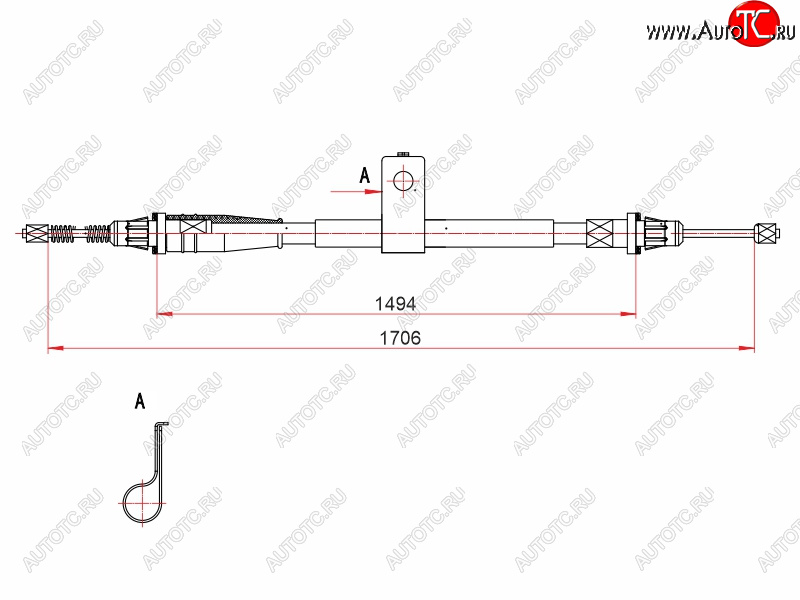 1 569 р. Трос ручного тормоза LH SAT  Nissan Note  1 (2004-2013) E11 дорестайлинг, E11 рестайлинг  с доставкой в г. Екатеринбург