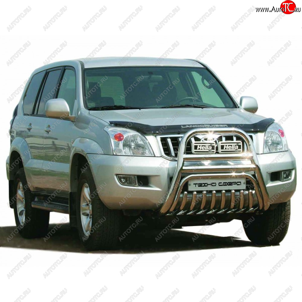 36 699 р.  Передок с защитой двигателя нержавейка d63.5, Техно Сфера  Toyota Land Cruiser Prado  J120 (2002-2009) (Нержавейка)  с доставкой в г. Екатеринбург