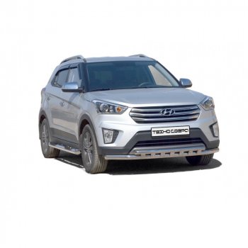 8 799 р. Защита переда труба двойная крашенная d63,5, Техно Сфера Hyundai Creta SU (2020-2022) (Черный глянец)  с доставкой в г. Екатеринбург. Увеличить фотографию 1