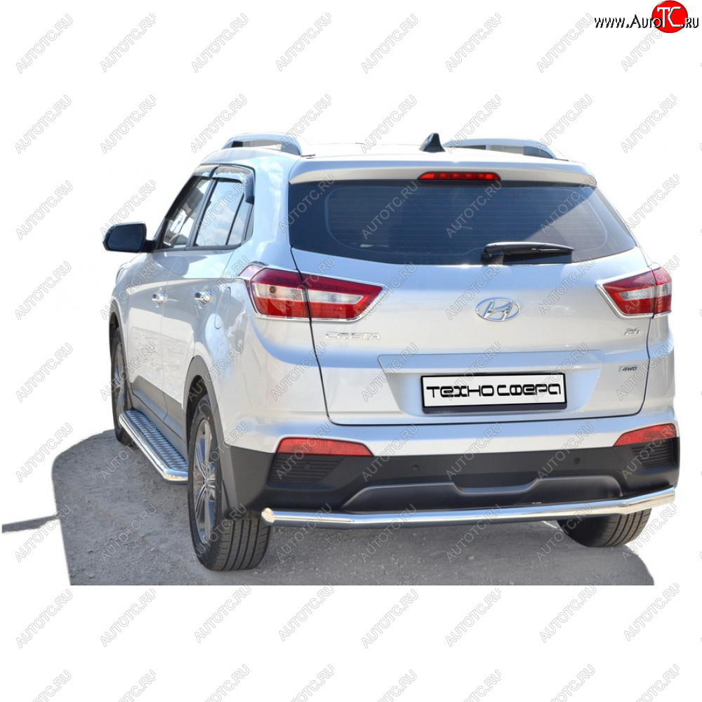 7 999 р. Защита заднего бампера d63,5 Техно Сфера Hyundai Creta GS дорестайлинг (2015-2019) (черный глянцевый)  с доставкой в г. Екатеринбург