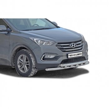 26 999 р. Защита переда труба двойная нержавейка d63,5, Техно Сфера  Hyundai Santa Fe  DM (2015-2019) рестайлинг (Нержавейка)  с доставкой в г. Екатеринбург. Увеличить фотографию 1