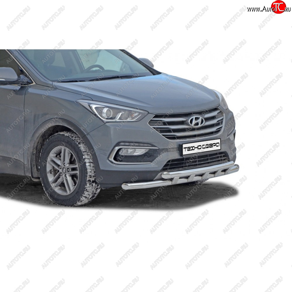 26 999 р. Защита переда труба двойная нержавейка d63,5, Техно Сфера  Hyundai Santa Fe  DM (2015-2019) рестайлинг (Нержавейка)  с доставкой в г. Екатеринбург