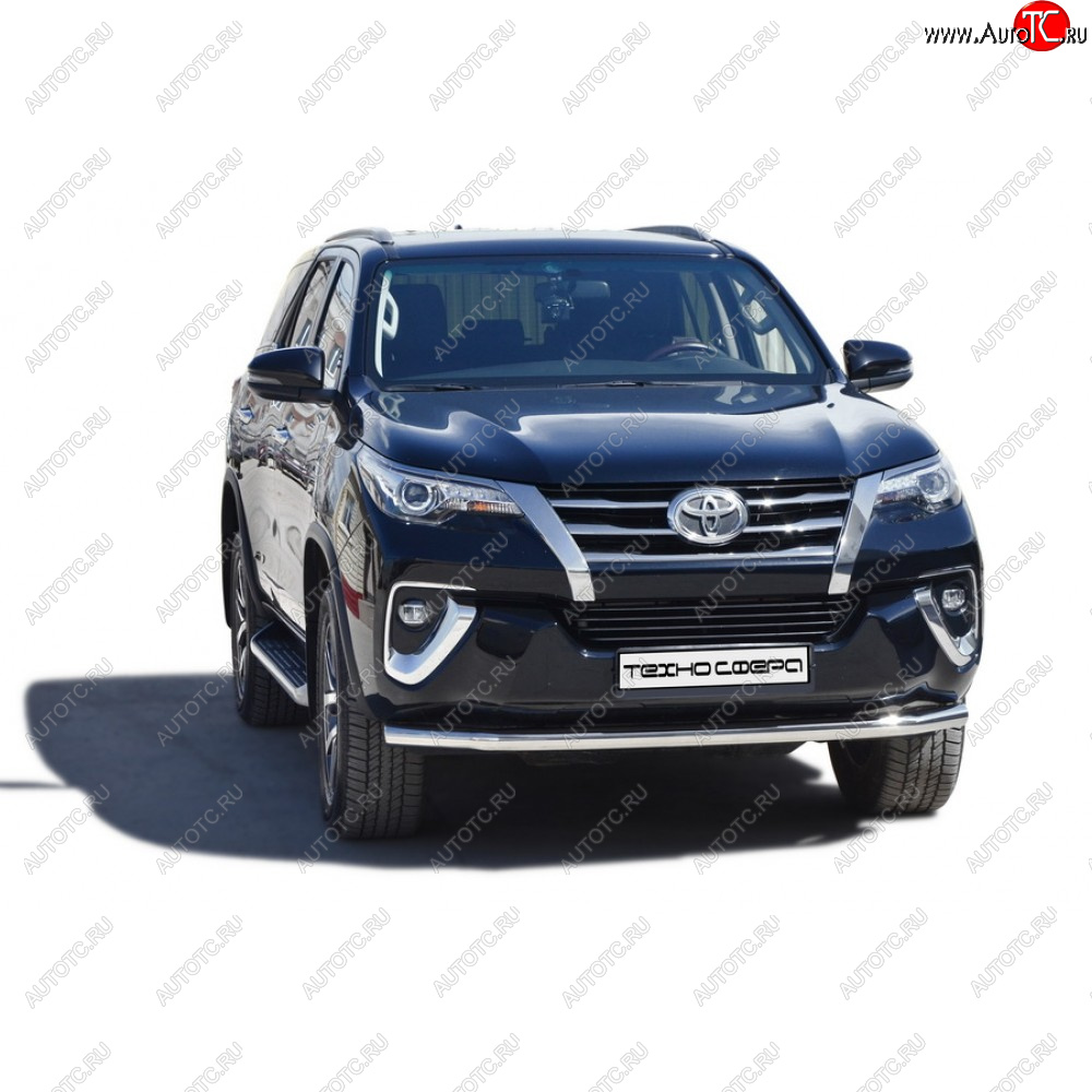 28 999 р. Защита переда труба нержавейка d63.5, Техно сфера  Toyota Fortuner ( AN50/AN60,  AN160) (2004-2024) дорестайлинг, 1-ый рестайлинг, 2-ой рестайлинг, дорестайлинг, рестайлинг (Нержавейка)  с доставкой в г. Екатеринбург