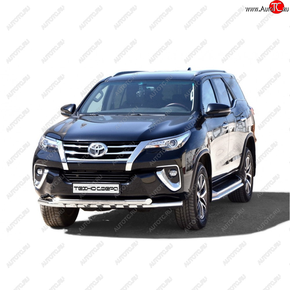 7 299 р. Защита порогов труба крашенная d40, Техно Сфера Toyota Fortuner AN50/AN60 дорестайлинг (2004-2008) (Черный глянец)  с доставкой в г. Екатеринбург