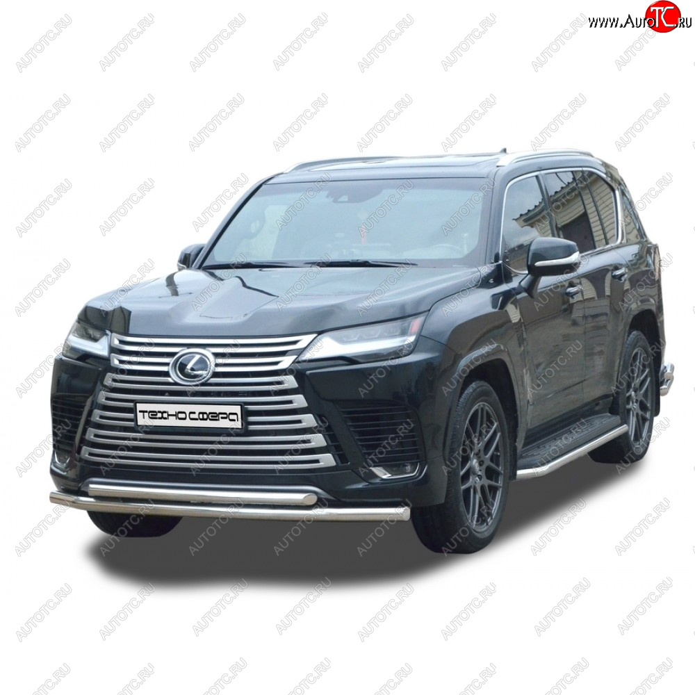 36 999 р. Защита переда труба двойная нержавейка d63, d51, Техно Сфера  Lexus LX600  J310 (2021-2022) (Нержавейка)  с доставкой в г. Екатеринбург