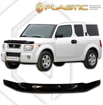 1 839 р. Дефлектор капота CA-Plastic  Honda Element  1 (2003-2008) YH дорестайлинг, YH 1-ый рестайлинг (classic черный, без надписи)  с доставкой в г. Екатеринбург. Увеличить фотографию 1