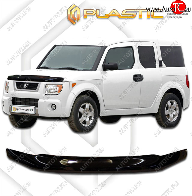 1 839 р. Дефлектор капота CA-Plastic  Honda Element  1 (2003-2008) YH дорестайлинг, YH 1-ый рестайлинг (classic черный, без надписи)  с доставкой в г. Екатеринбург