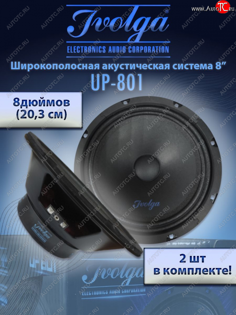 2 999 р. Широкополосные колонки (20,3 см/8) Ivolga UP-801 Volkswagen Passat B6 седан (2005-2011)  с доставкой в г. Екатеринбург