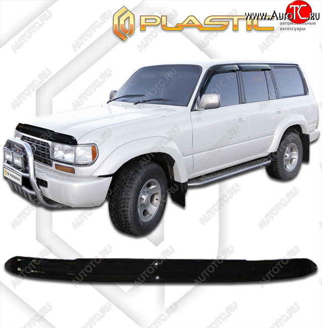 1 999 р. Дефлектор капота CA-Plastic  Lexus LX450  J80 (1995-1997) (Classic черный, с надписью)  с доставкой в г. Екатеринбург