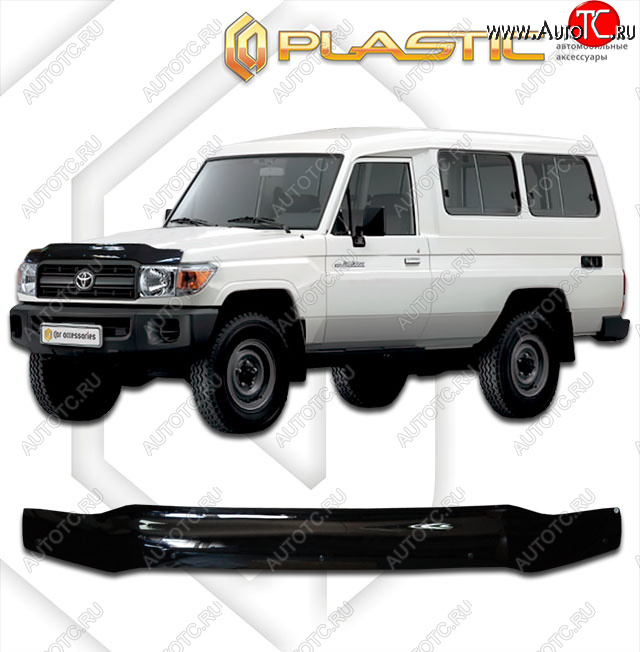 1 999 р. Дефлектор капота CA-Plastic  Toyota Land Cruiser  78 (2007-2023) 3 дв. 3-ий рестайлинг (classic черный, без надписи)  с доставкой в г. Екатеринбург