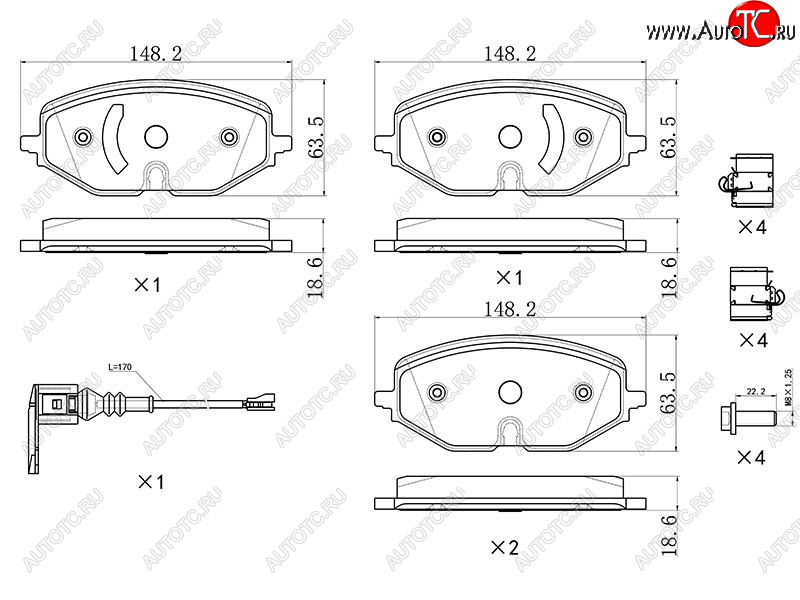 1 739 р. Колодки тормозные перед FL-FR SAT  Skoda Octavia  A8 (2019-2022), Volkswagen Golf  8 (2019-2024) (с датчиком износа и крепления)  с доставкой в г. Екатеринбург