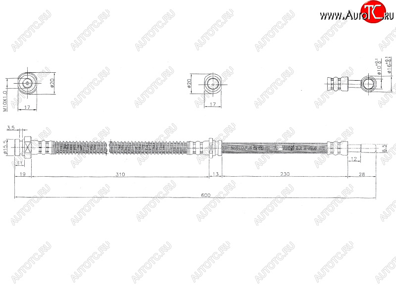 899 р. Шланг тормозной перед (Таиланд) LH=RH SAT Mitsubishi Outlander CW0W дорестайлинг (2005-2010)  с доставкой в г. Екатеринбург