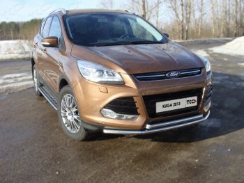 12 999 р. Защита передняя двойная d42,4*42,4 мм ТСС Тюнинг Ford Kuga 2 дорестайлинг (2013-2016) (нержавейка)  с доставкой в г. Екатеринбург. Увеличить фотографию 1