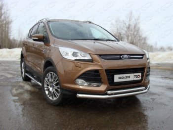 Защита передняя двойная d42,4*42,4 мм ТСС Тюнинг Ford Kuga 2 дорестайлинг (2013-2016)  (нержавейка)