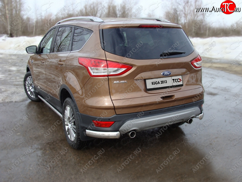 12 999 р. Защита задняя уголки овальные 75х42 мм, ТСС Тюнинг Ford Kuga 2 дорестайлинг (2013-2016)  с доставкой в г. Екатеринбург