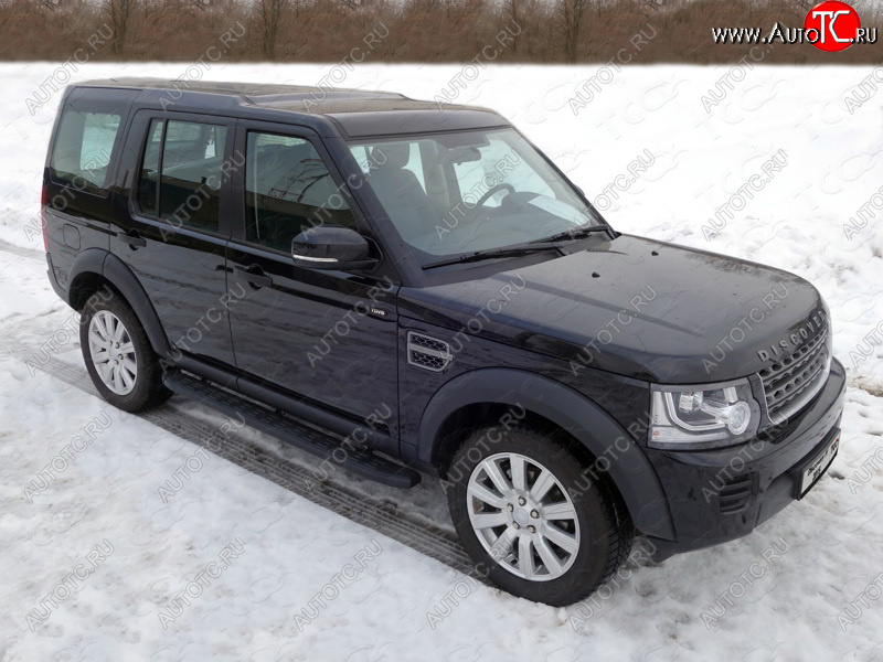 21 349 р. Пороги алюминиевые с пластиковой накладкой ТСС Тюнинг  Land Rover Discovery  4 L319 (2009-2016) (карбон черные)  с доставкой в г. Екатеринбург