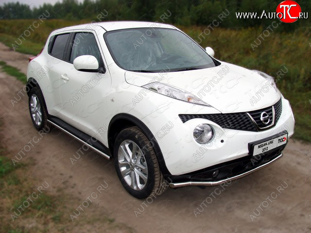 10 949 р. Защита переднего бампера нижняя d42,4 мм ТСС Тюнинг Nissan Juke 1 YF15 дорестайлинг (2010-2014) (нержавейка)  с доставкой в г. Екатеринбург