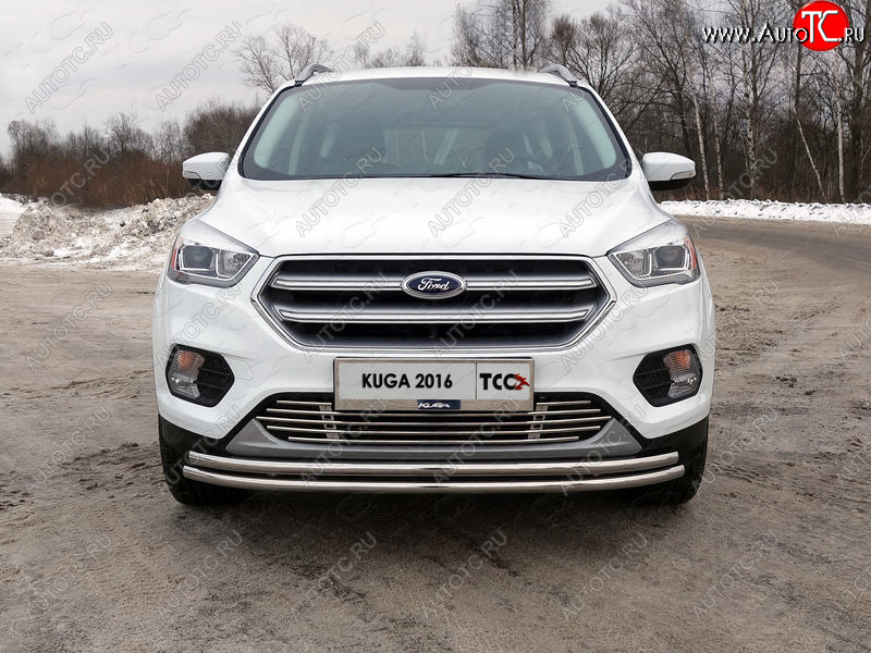 6 249 р. Рамка гос. номера ТСС Тюнинг  Ford Kuga  2 (2016-2019) рестайлинг (нержавейка)  с доставкой в г. Екатеринбург