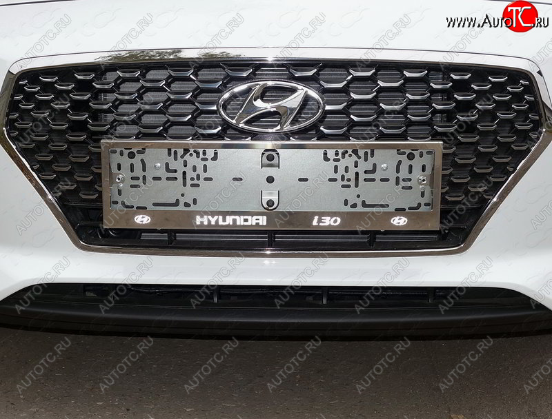 6 449 р. Рамка гос. номера ТСС Тюнинг Hyundai I30 3 PD универсал (2017-2020) (нержавейка)  с доставкой в г. Екатеринбург