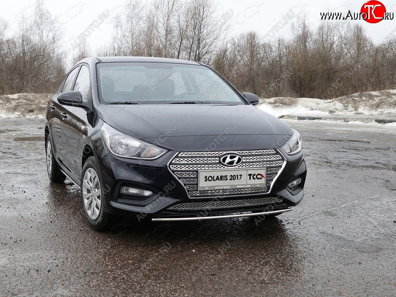 6 249 р. Рамка гос. номера ТСС Тюнинг  Hyundai Solaris  HCR (2017-2020) седан дорестайлинг (нержавейка)  с доставкой в г. Екатеринбург