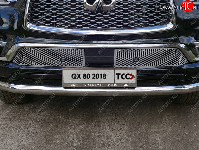 6 249 р. Рамка гос. номера ТСС Тюнинг  INFINITI QX80  Z62 (2018-2024) 2-ой рестайлинг (нержавейка)  с доставкой в г. Екатеринбург