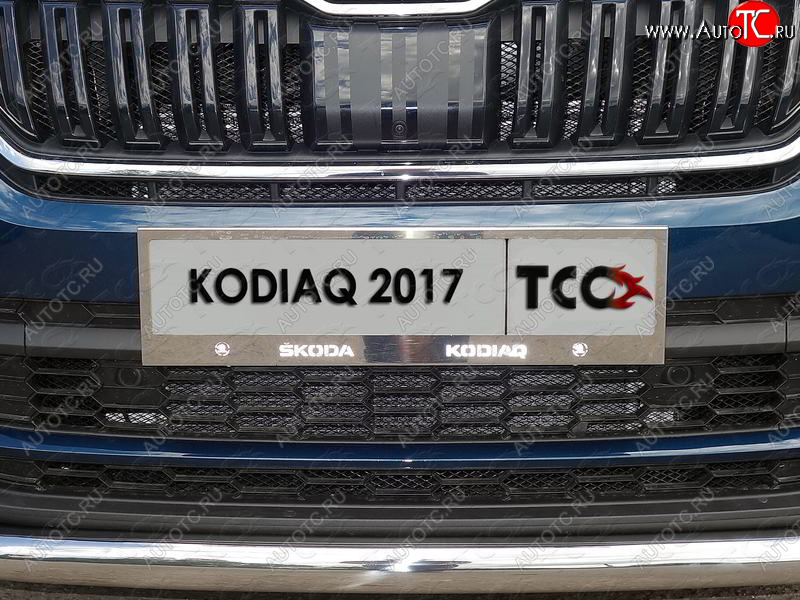 6 249 р. Рамка гос. номера ТСС Тюнинг  Skoda Kodiaq  NU7 (2017-2021) дорестайлинг (нержавейка)  с доставкой в г. Екатеринбург