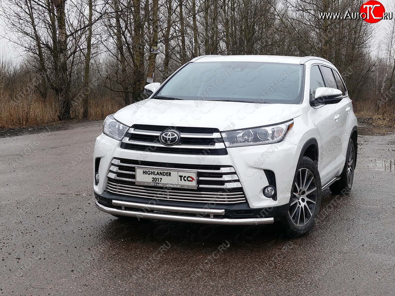 6 249 р. Рамка гос. номера ТСС Тюнинг  Toyota Highlander  XU50 (2016-2020) рестайлинг (нержавейка)  с доставкой в г. Екатеринбург